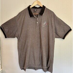Warner Bros Studio Store Wylie Coyote Brown Golfing Twill Polo Shirt Size XL VTG